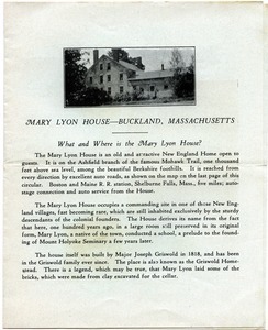 Mary Lyon House -- Buckland, Massachusetts