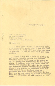 Letter from W. E. B. Du Bois to J. H. Oldham