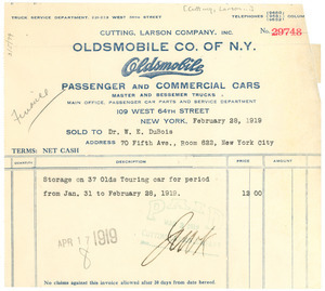 Cutting, Larson Company, inc. Oldsmobile Co. of N.Y.