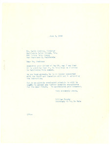 Letter from Lillian Murphy to California Labor School, Inc.