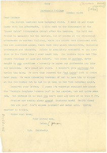 Letter from Peter D. Johnson to Georgia Douglas Johnson