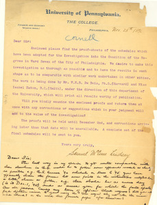 Letter from University of Pennsylvania to unidentified correspondent
