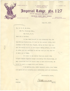 Letter from Elks, Imperial Lodge to W. E. B. Du Bois