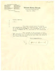 Letter from William E. Borah to W. E. B. Du Bois [incomplete]