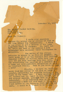 Letter from W. E. B. Du Bois to George Foster Peabody [fragment]