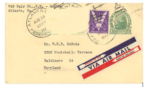 Postcard from Hugh H. Symthe to W. E. B. Du Bois