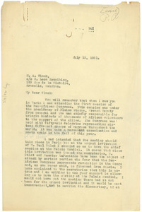 Letter from W. E. B. Du Bois to M. A. Vinck