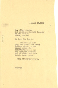 Letter from W. E. B. Du Bois to Albert A. Smith