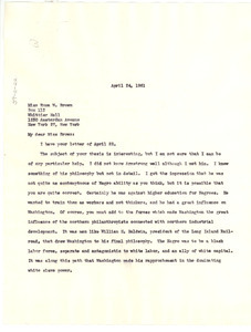 Letter from W. E. B. Du Bois to Emma W. Brown