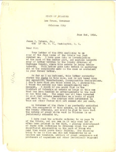 Letter from State of Oklahoma to James C. Waters Jr.