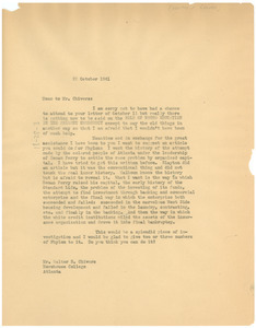 Letter from W. E. B. Du Bois to Walter R. Chivers