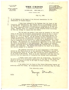 Letter from George Streator to the National Association for the Advancement of Colored People
