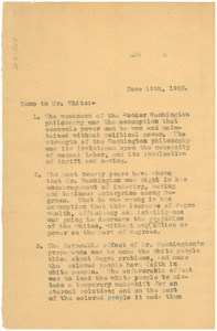 Memo from W. E. B. Du Bois to Walter F. White