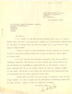 Letter from Ian K. Mackay to W. E. B. Du Bois