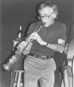 Stan McDonald playing on his soprano saxophone