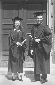 Irene Kavanaugh and Taylor Steeves pose after graduation ceremonies