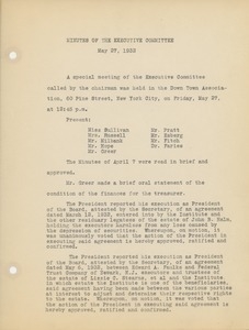 Institute for the Crippled and Disabled Minutes of the Executive Committee