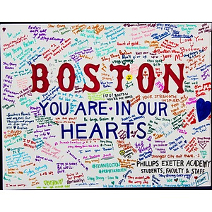 Poster from the Boston Marathon memorial at Copley Square ("Boston You Are In Our Hearts")