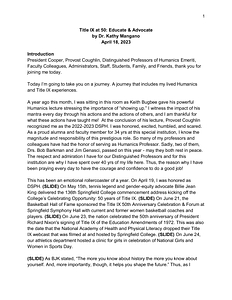 “Title IX at 50: Educate & Advocate” - Kathy Mangano, EdD 2023