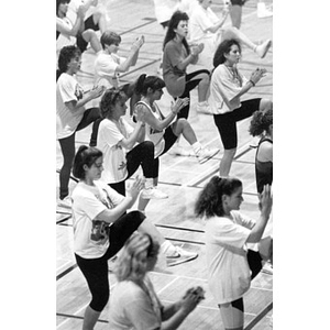 Female students in an aerobics class