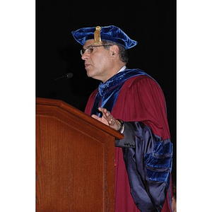 Stephen Zoloth, the Dean of Bouvé College of Health Sciences, speaks at School of Nursing convocation