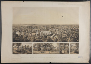 Bird's eye view of Harvard College and Old Cambridge