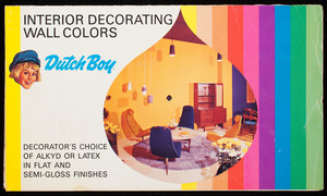 Interior decorating wall colors, decorator's choice of alkyd or latex in flat and semi-gloss finishes, Dutch Boy Paints, NL Industries, New York, New York