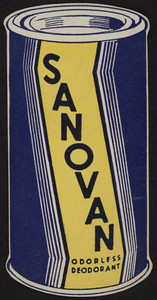 Business card for Sanovan Odorless Deodorant, Cosmos Chemical Corp., 81 Washington Street, Boston, Mass., undated