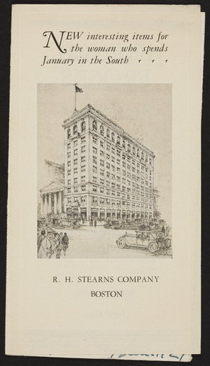 New interesting items for the woman who spends January in the south, R.H. Stearns Company, Boston, Mass., undated