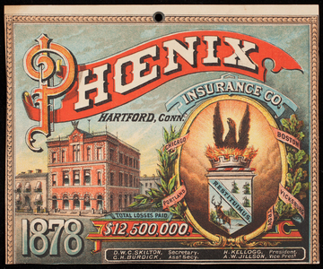 Trade card for the Phoenix Insurance Co., Hartford, Connecticut, 1878