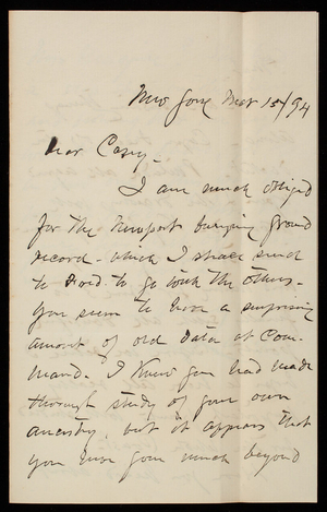 Henry L. Abbot to Thomas Lincoln Casey, March 15, 1894