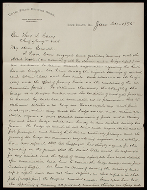 Alexander MacKenzie to Thomas Lincoln Casey, January 20, 1895