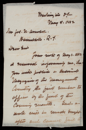 Thomas Lincoln Casey to James N. Arnold, May 5, 1882, copy