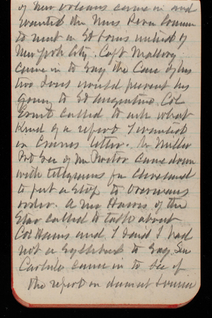 Thomas Lincoln Casey Notebook, October 1891-December 1891, 32, of New Orleans came in and