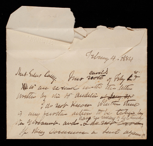 Visitor card from [Florida G.] Casey to Thomas Lincoln Casey/copy of returned message, February 4