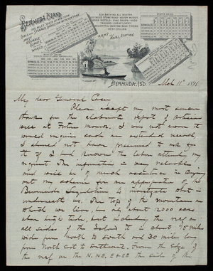 Russell Hastings to Thomas Lincoln Casey, March 11, 1891