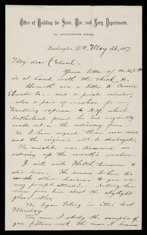 Bernard R. Green To Thomas Lincoln Casey, May 26, 1887 - Digital ...