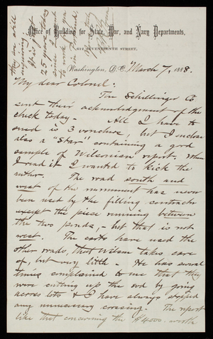 Bernard R. Green to Thomas Lincoln Casey, March 7, 1888