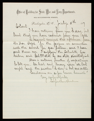 Ed. Sutherland to Thomas Lincoln Casey, July 5, 1887