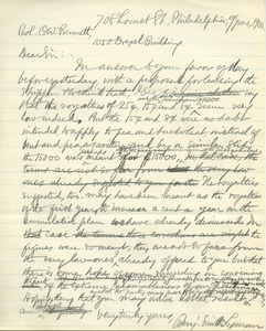 Letter from Benjamin Smith Lyman to O. W. Bennett