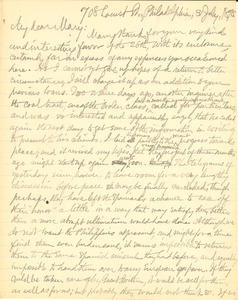 Letter from Benjamin Smith Lyman to Mary Lyman