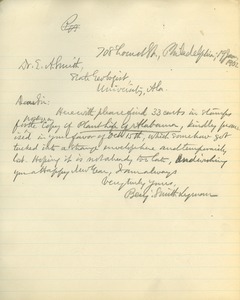 Letter from Benjamin Smith Lyman to Eugene Allen Smith