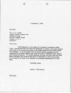 Letter from Mark H. McCormack to Anthony H. Carter