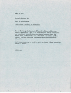 Memorandum from Mark H. McCormack to Arthur J. Lafave Jr.