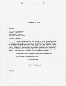 Letter from Mark H. McCormack to E. E. Mathews