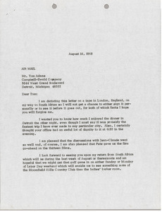 Letter from Mark H. McCormack to Tom Adams