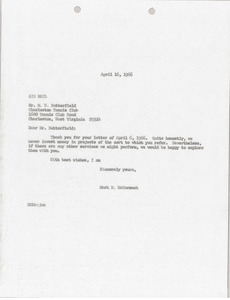 Letter from Mark H. McCormack to M. W. Butterfield