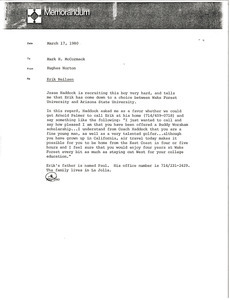 Memorandum from Hughes Norton to Mark H. McCormack