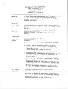 Roger B. Woolstenhulme Resume