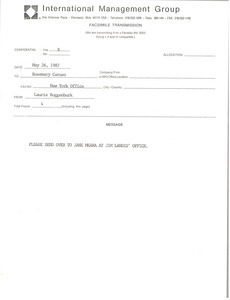 Fax from Laurie Roggenburk to Rosemary Caruso